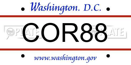 COR88 District Of Columbia License Plate