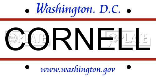 CORNELL District Of Columbia License Plate