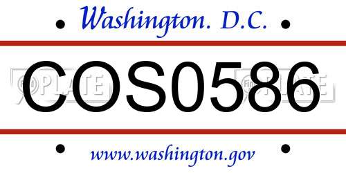 COS0586 District Of Columbia License Plate