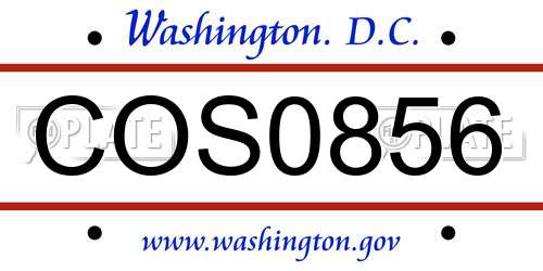 COS0856 District Of Columbia License Plate