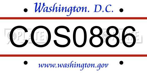 COS0886 District Of Columbia License Plate
