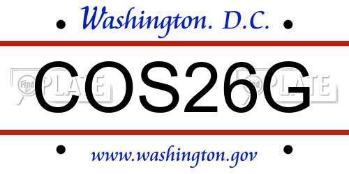 COS26G District Of Columbia License Plate
