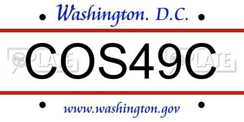 COS49C District Of Columbia License Plate
