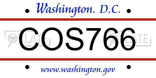 COS766 District Of Columbia License Plate
