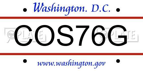 COS76G District Of Columbia License Plate