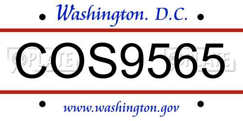 COS9565 District Of Columbia License Plate