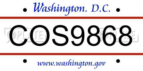 COS9868 District Of Columbia License Plate