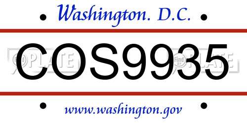 COS9935 District Of Columbia License Plate
