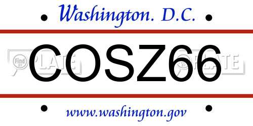 COSZ66 District Of Columbia License Plate
