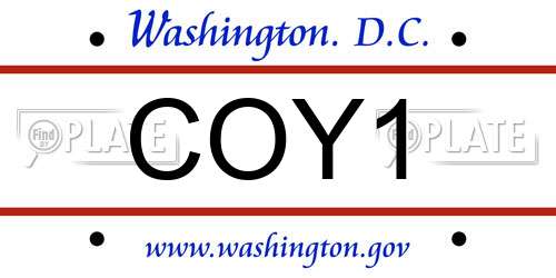 COY1 District Of Columbia License Plate