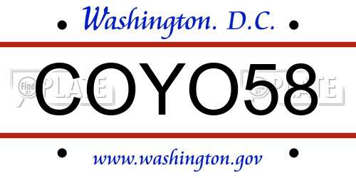 COYO58 District Of Columbia License Plate