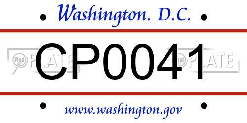 CP0041 District Of Columbia License Plate