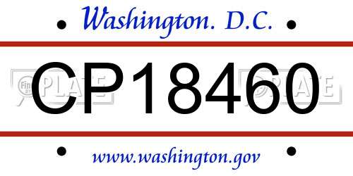 CP18460 District Of Columbia License Plate