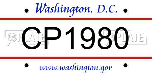 CP1980 District Of Columbia License Plate