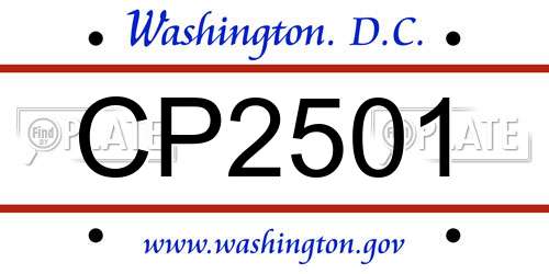 CP2501 District Of Columbia License Plate