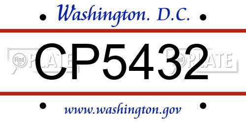 CP5432 District Of Columbia License Plate