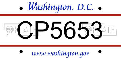 CP5653 District Of Columbia License Plate