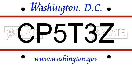 CP5T3Z District Of Columbia License Plate