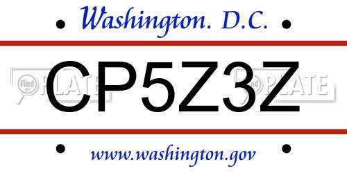 CP5Z3Z District Of Columbia License Plate