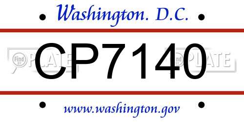 CP7140 District Of Columbia License Plate