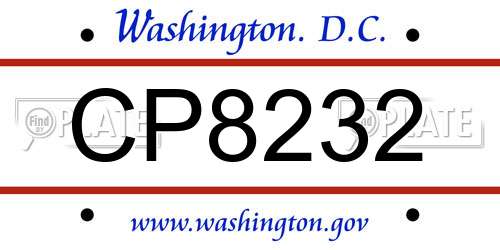 CP8232 District Of Columbia License Plate