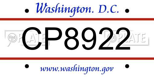 CP8922 District Of Columbia License Plate
