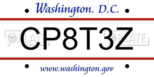 CP8T3Z District Of Columbia License Plate