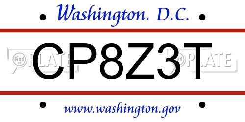 CP8Z3T District Of Columbia License Plate