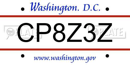 CP8Z3Z District Of Columbia License Plate