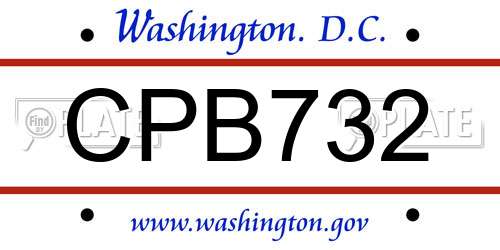 CPB732 District Of Columbia License Plate