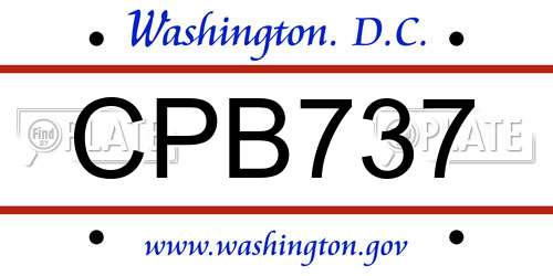 CPB737 District Of Columbia License Plate