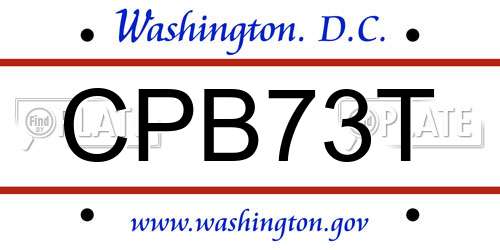 CPB73T District Of Columbia License Plate