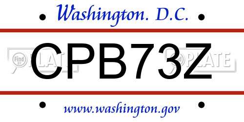 CPB73Z District Of Columbia License Plate
