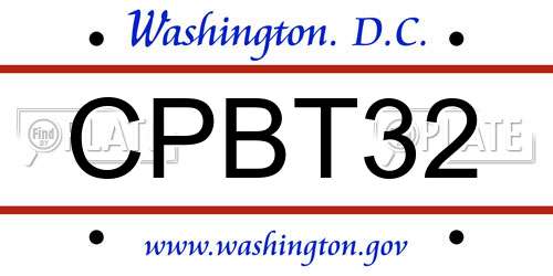 CPBT32 District Of Columbia License Plate