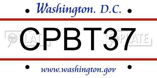 CPBT37 District Of Columbia License Plate