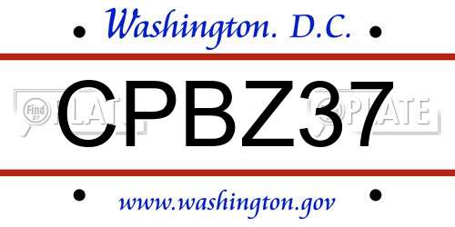 CPBZ37 District Of Columbia License Plate