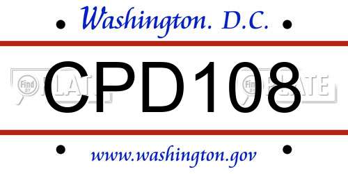 CPD108 District Of Columbia License Plate