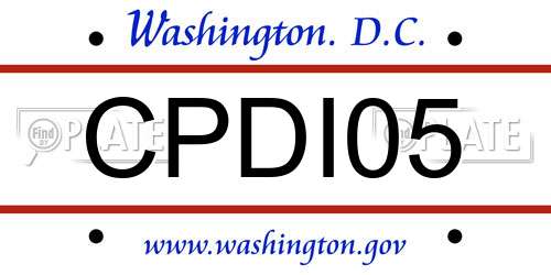 CPDI05 District Of Columbia License Plate