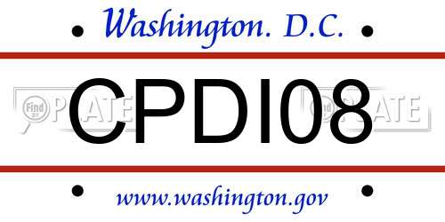 CPDI08 District Of Columbia License Plate