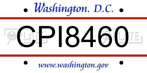 CPI8460 District Of Columbia License Plate