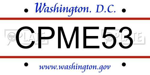 CPME53 District Of Columbia License Plate