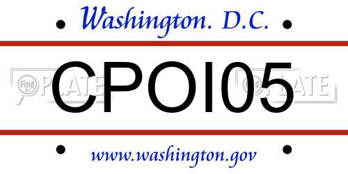 CPOI05 District Of Columbia License Plate