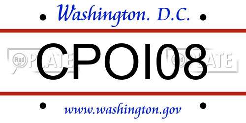 CPOI08 District Of Columbia License Plate