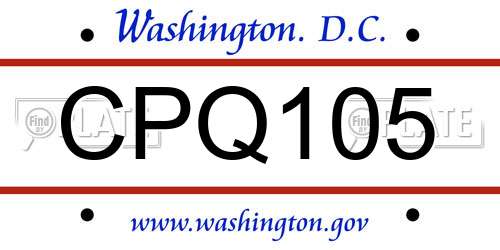CPQ105 District Of Columbia License Plate