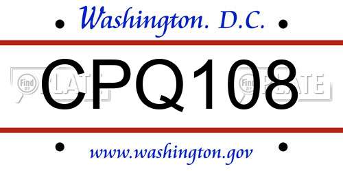 CPQ108 District Of Columbia License Plate