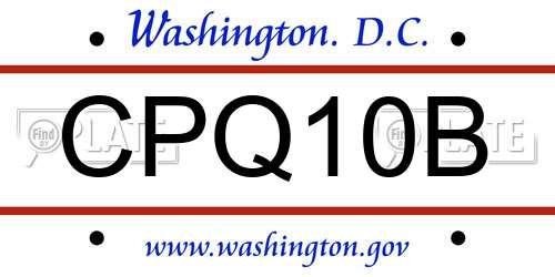 CPQ10B District Of Columbia License Plate