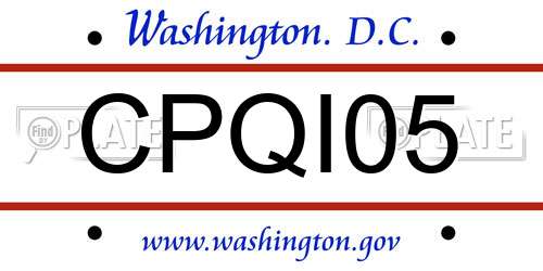 CPQI05 District Of Columbia License Plate