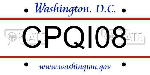 CPQI08 District Of Columbia License Plate