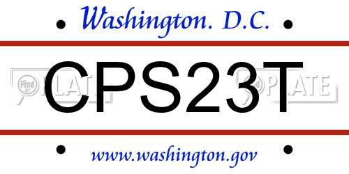 CPS23T District Of Columbia License Plate