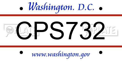 CPS732 District Of Columbia License Plate